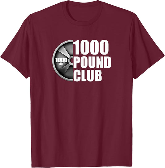 1000 Pound Club Powerlifting T-Shirt - T-Shirt | Maroon