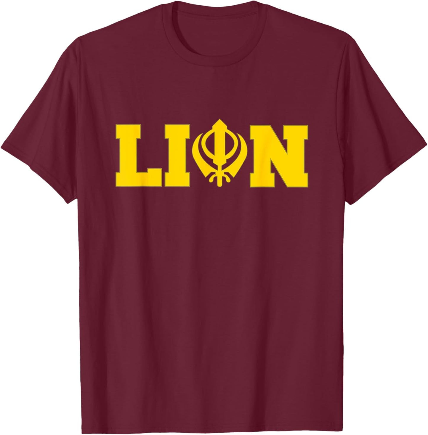 Punjabi Lion Khanda Sikh Singh T-Shirt - T-Shirt | Maroon