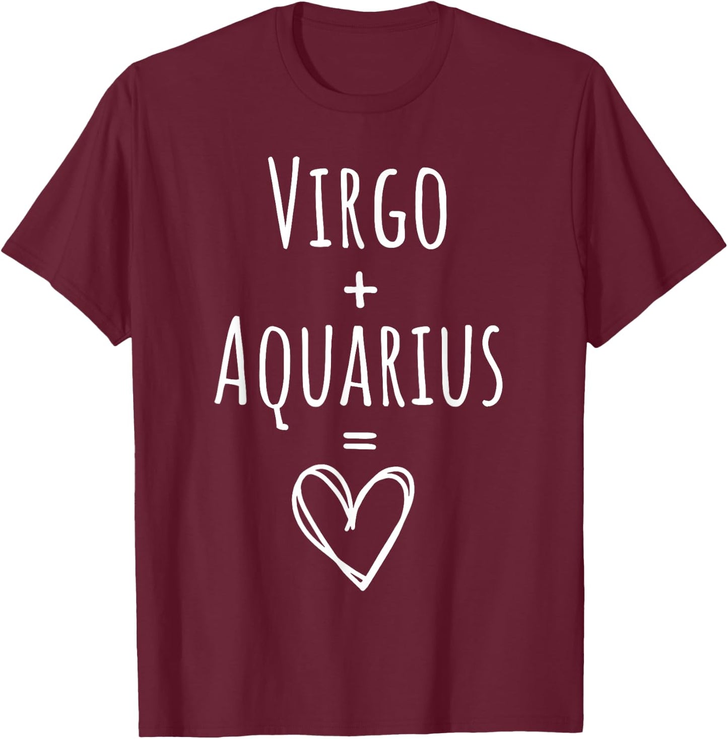 Virgo and Aquarius Couple Matching Zodiac Sign T-Shirt - T-Shirt | Maroon