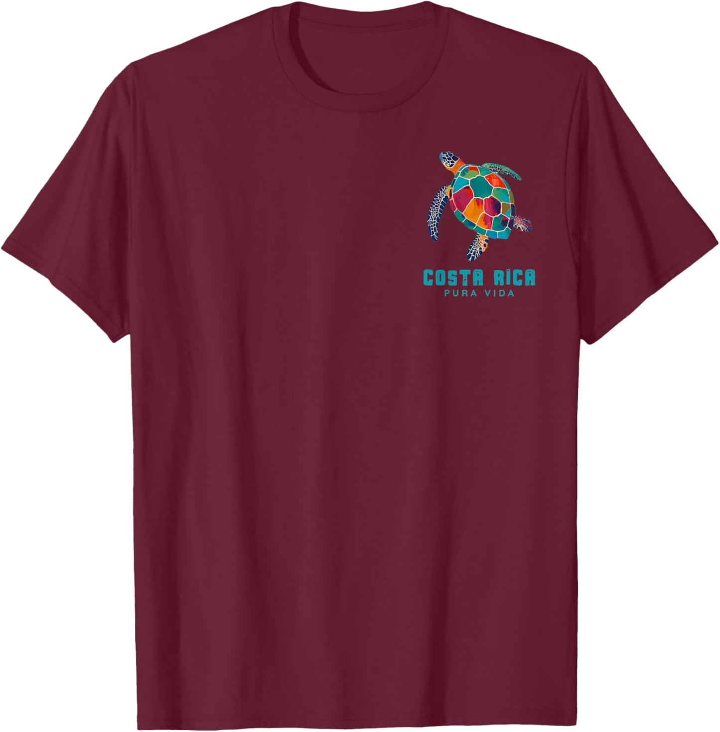 Costa Rica Pura Vida Vintage Vacation Shirt Beach Sea Turtle T-Shirt - T-Shirt | Maroon