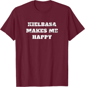 Polish Kielbasa Makes me happy retro vintage distressed T-Shirt - T-Shirt | Maroon