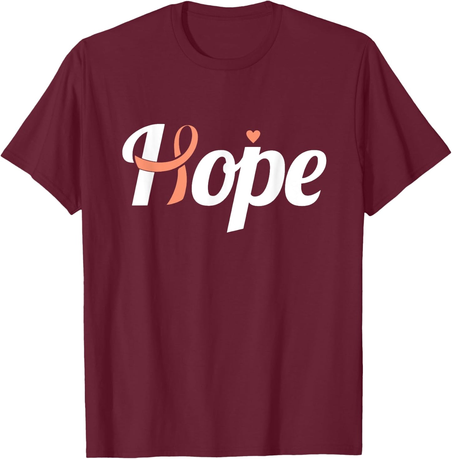 Endometrial Cancer Hope Uterine Cancer Ribbon Awareness T-Shirt - T-Shirt | Maroon
