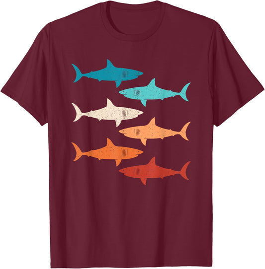 Shark Lover Ocean Animal Retro Marine Biology Men Women T-Shirt - T-Shirt | Maroon
