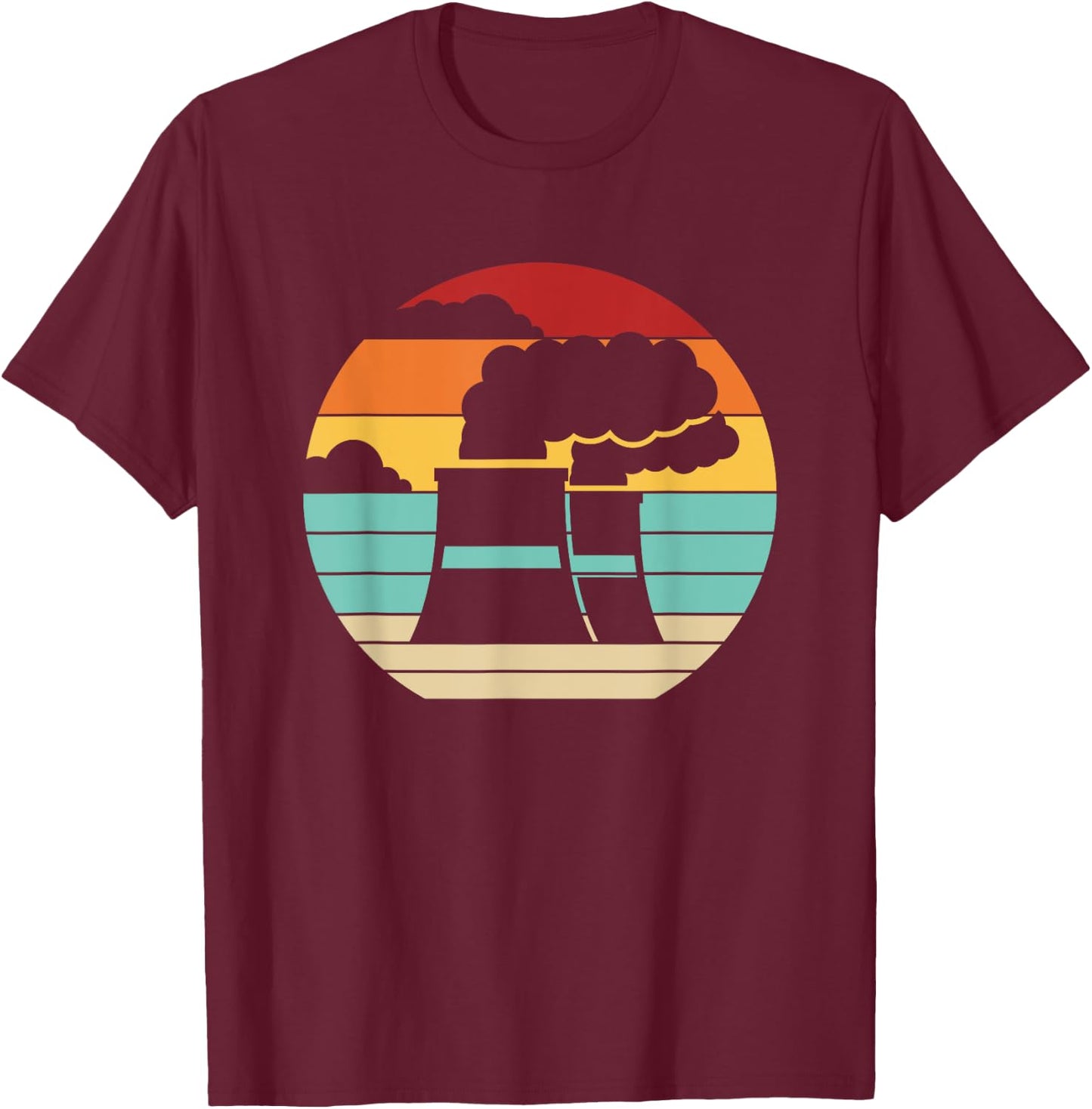 Retro Nuclear Power Plant Energy Uranium Nuclear Engineer T-Shirt - T-Shirt | Maroon