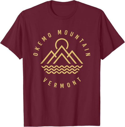 Okemo Mountain Mountains Vermont Hiking Outdoors Minimal T-Shirt - T-Shirt | Maroon