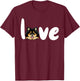 pomeranian BLACK TAN love dog T-Shirt - T-Shirt | Maroon