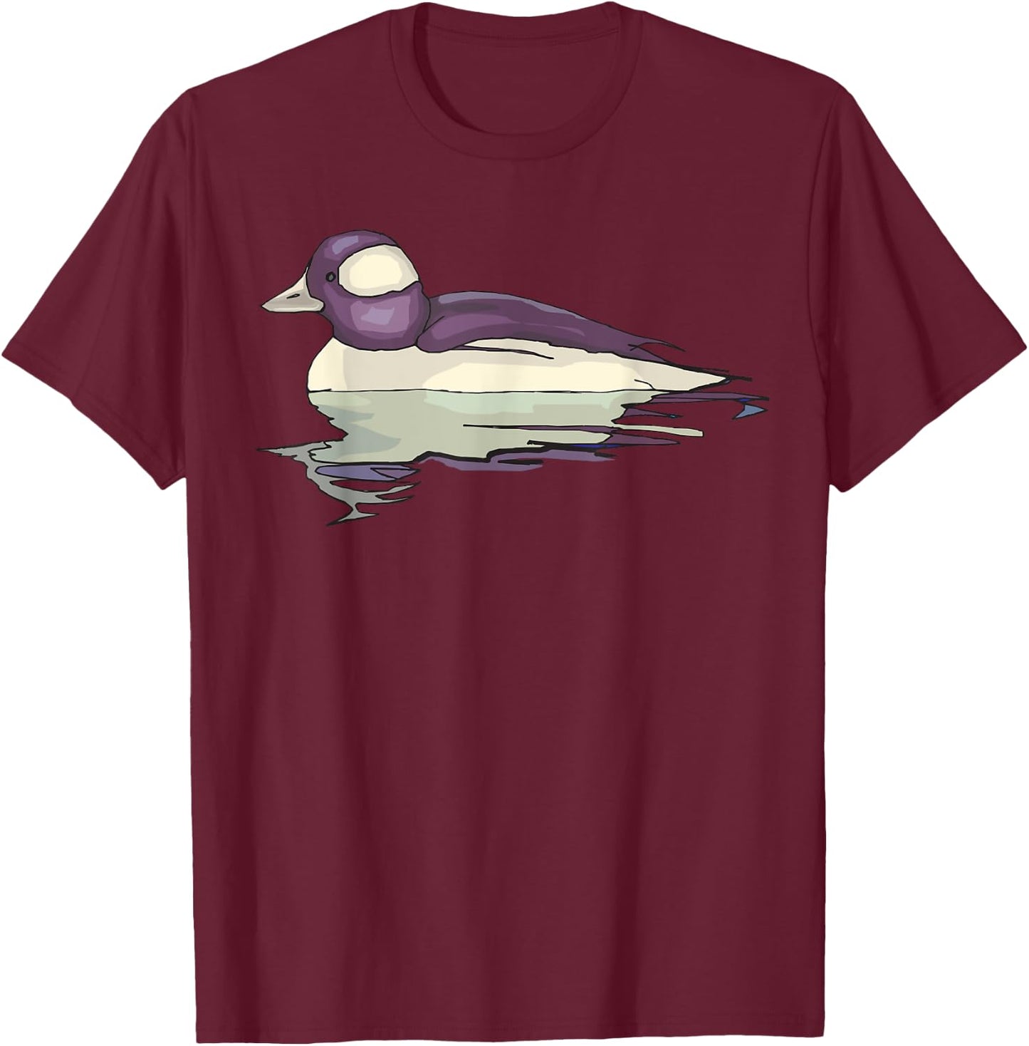Bufflehead Duck Art Illustration T-Shirt - T-Shirt | Maroon