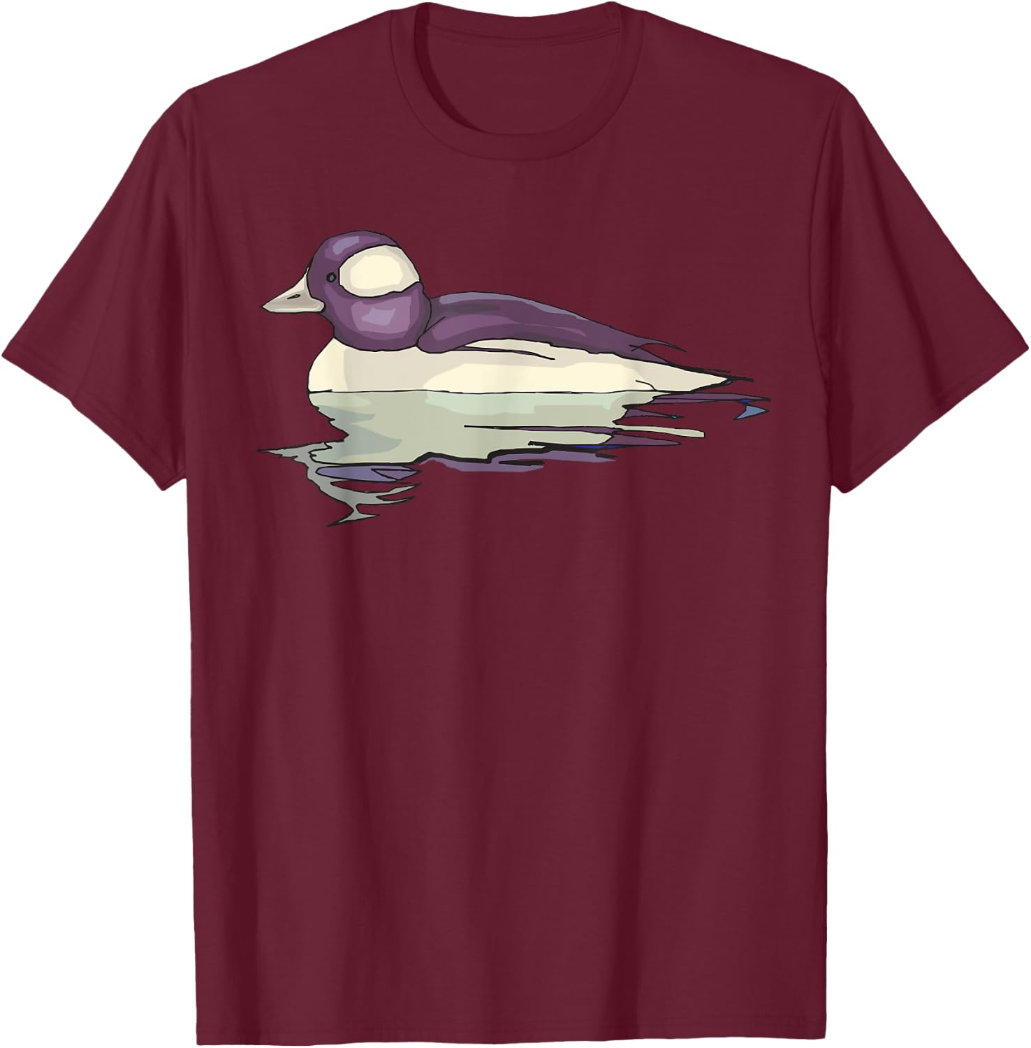 Bufflehead Duck Art Illustration T-Shirt - T-Shirt | Maroon