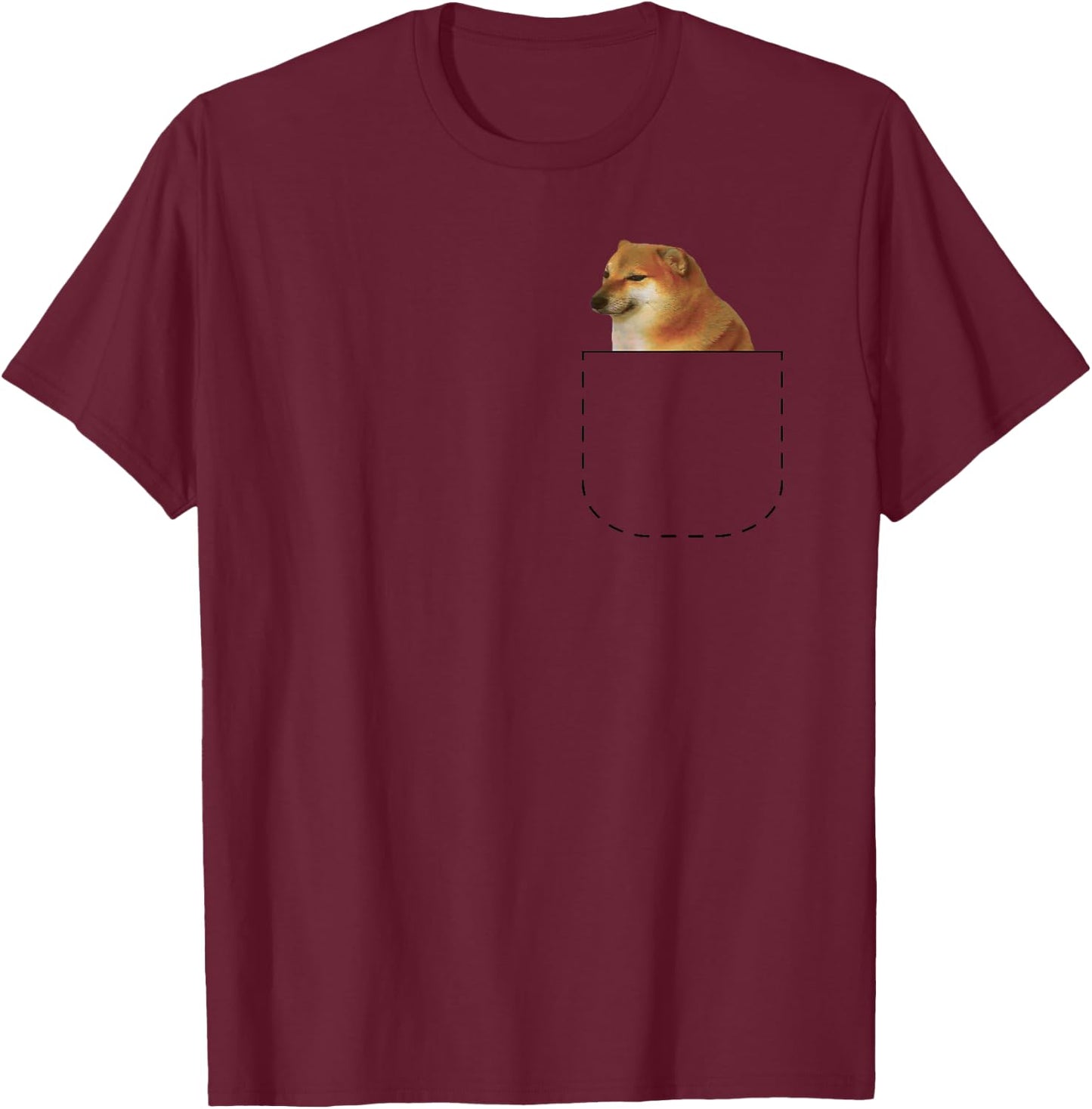 Mommottix Cheems , Women's Black Dog Meme , Small, Short Sleeve, , Classic Fit, Cotton 65% Polyester 35% T-Shirt - T-Shirt | Maroon