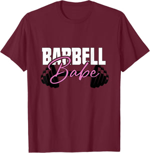 Cute Barbell Babe Gym Workout Women's Weight Lifting Gear T-Shirt - T-Shirt | Maroon