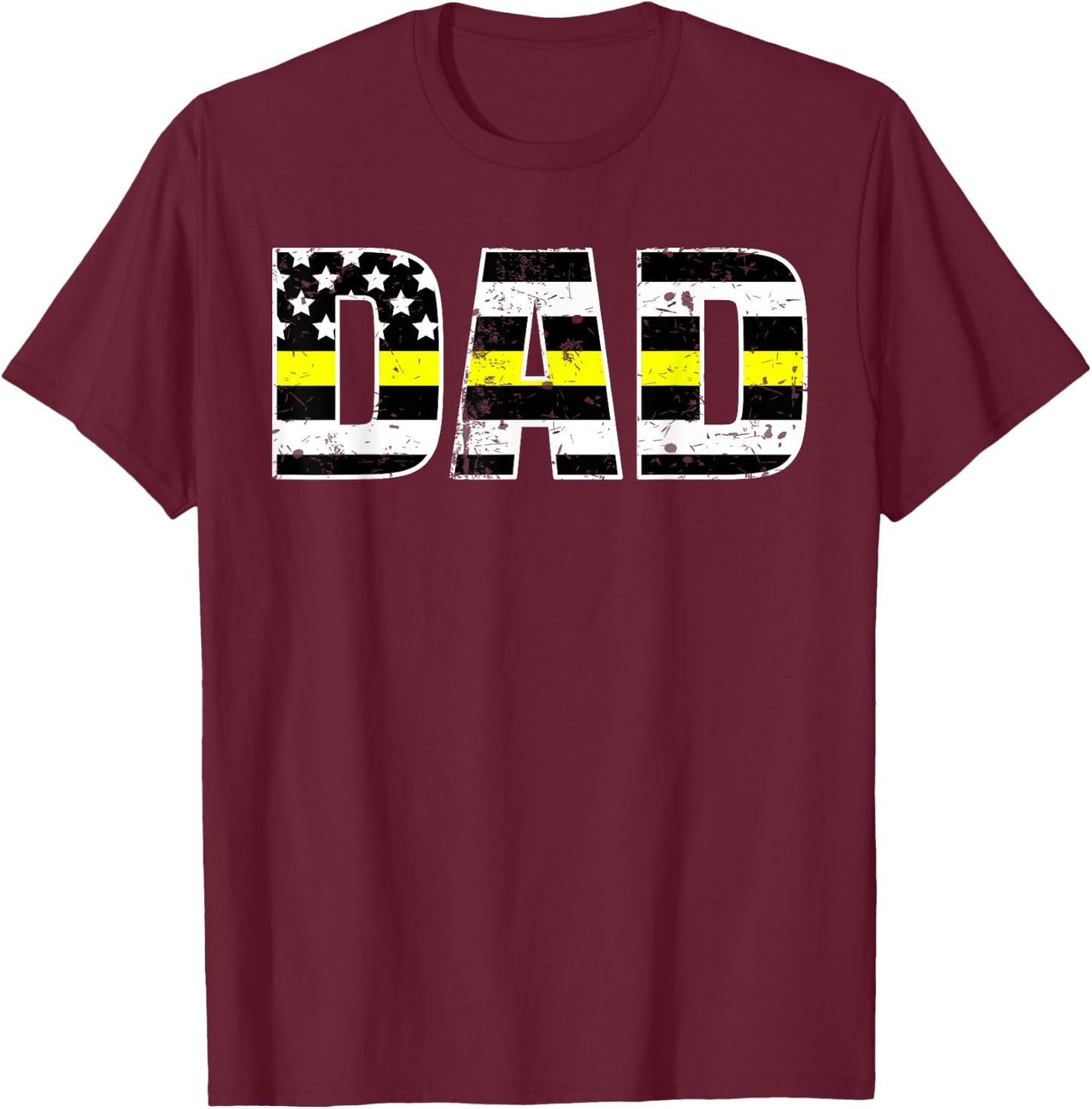 Dispatcher Dad Shirt Thin Line In Gold Daddy Father Shirt T-Shirt - T-Shirt | Maroon