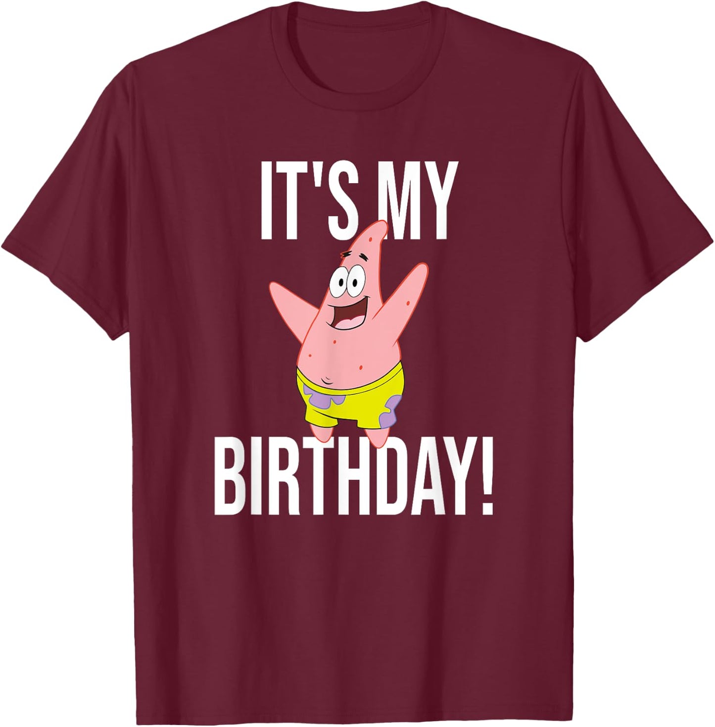 Mademark x SpongeBob SquarePants - Patrick Star - It's My Birthday! T-Shirt - T-Shirt | Maroon