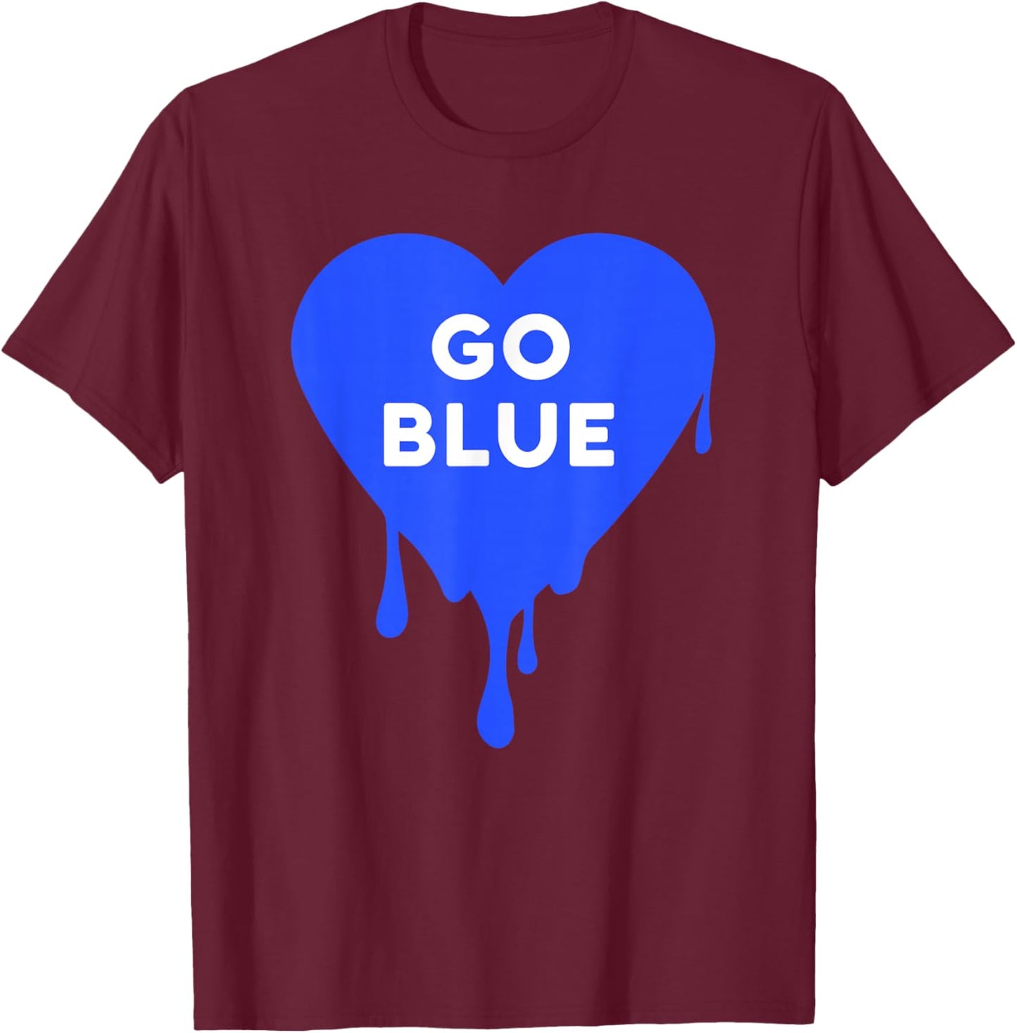 Go Blue - Blue team, Color War, Camp, Dripping Heart, cute T-Shirt - T-Shirt | Maroon