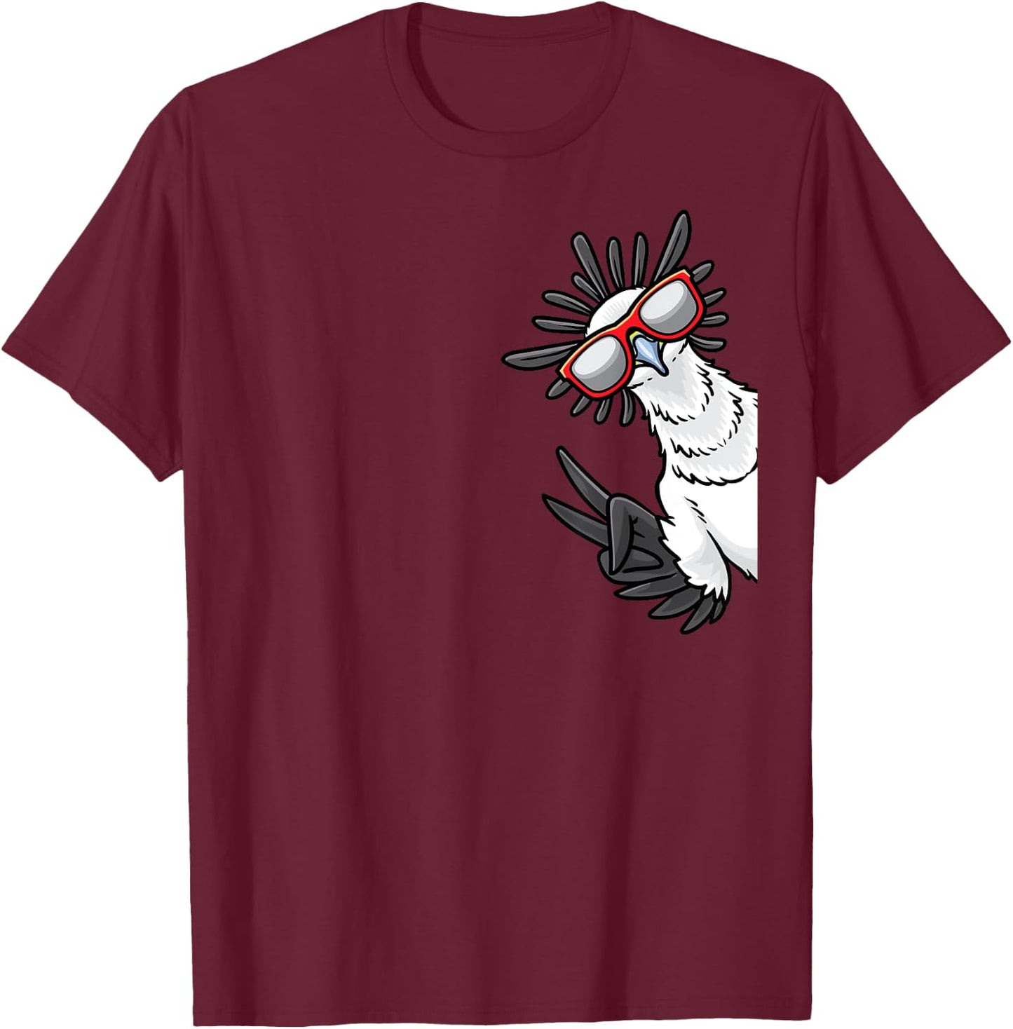 Secretary Bird From Side Secretarybird With Sunglasses T-Shirt - T-Shirt | Maroon