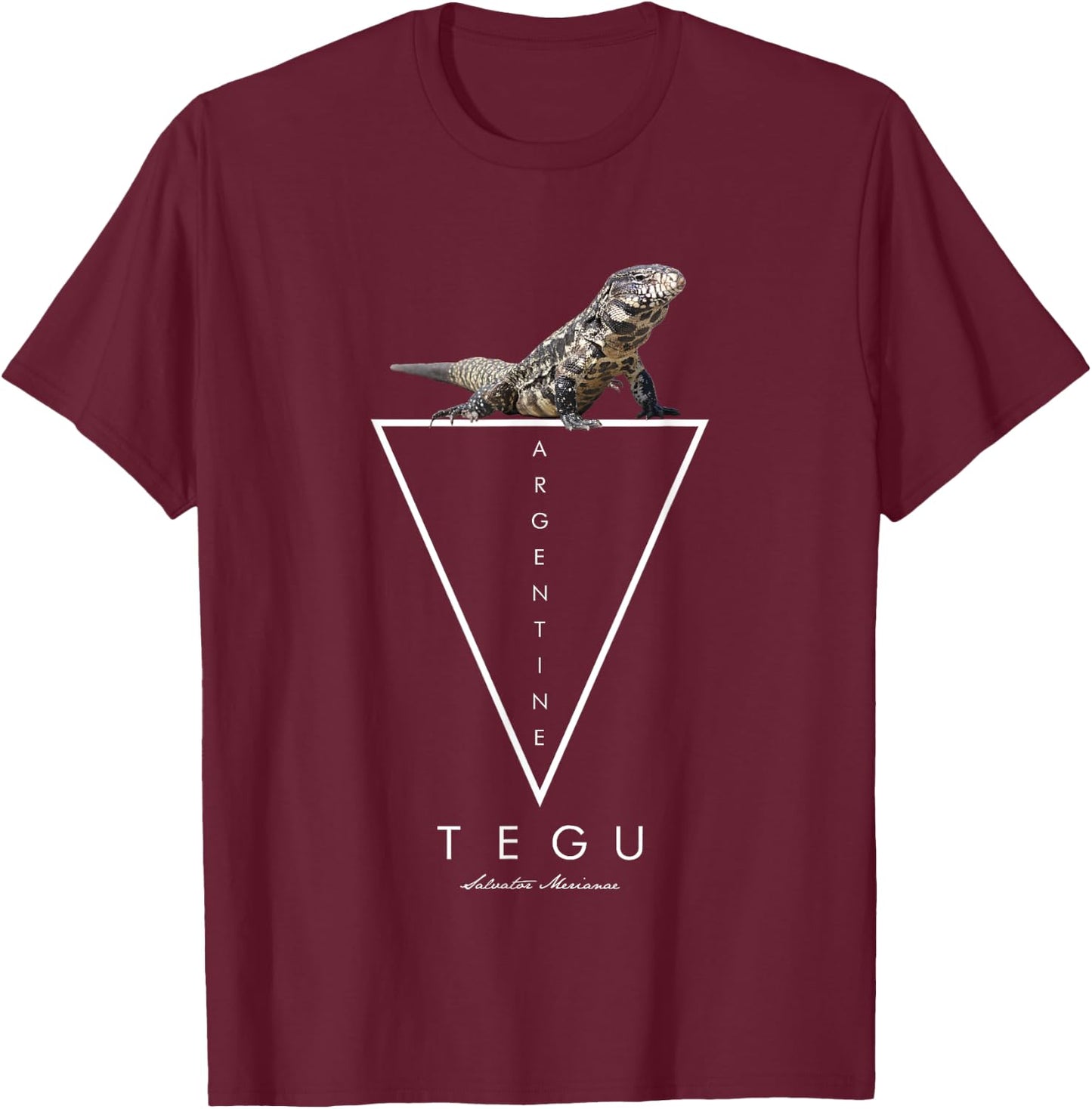 Argentinian Black And White Tegu Geometric T-Shirt - T-Shirt | Maroon