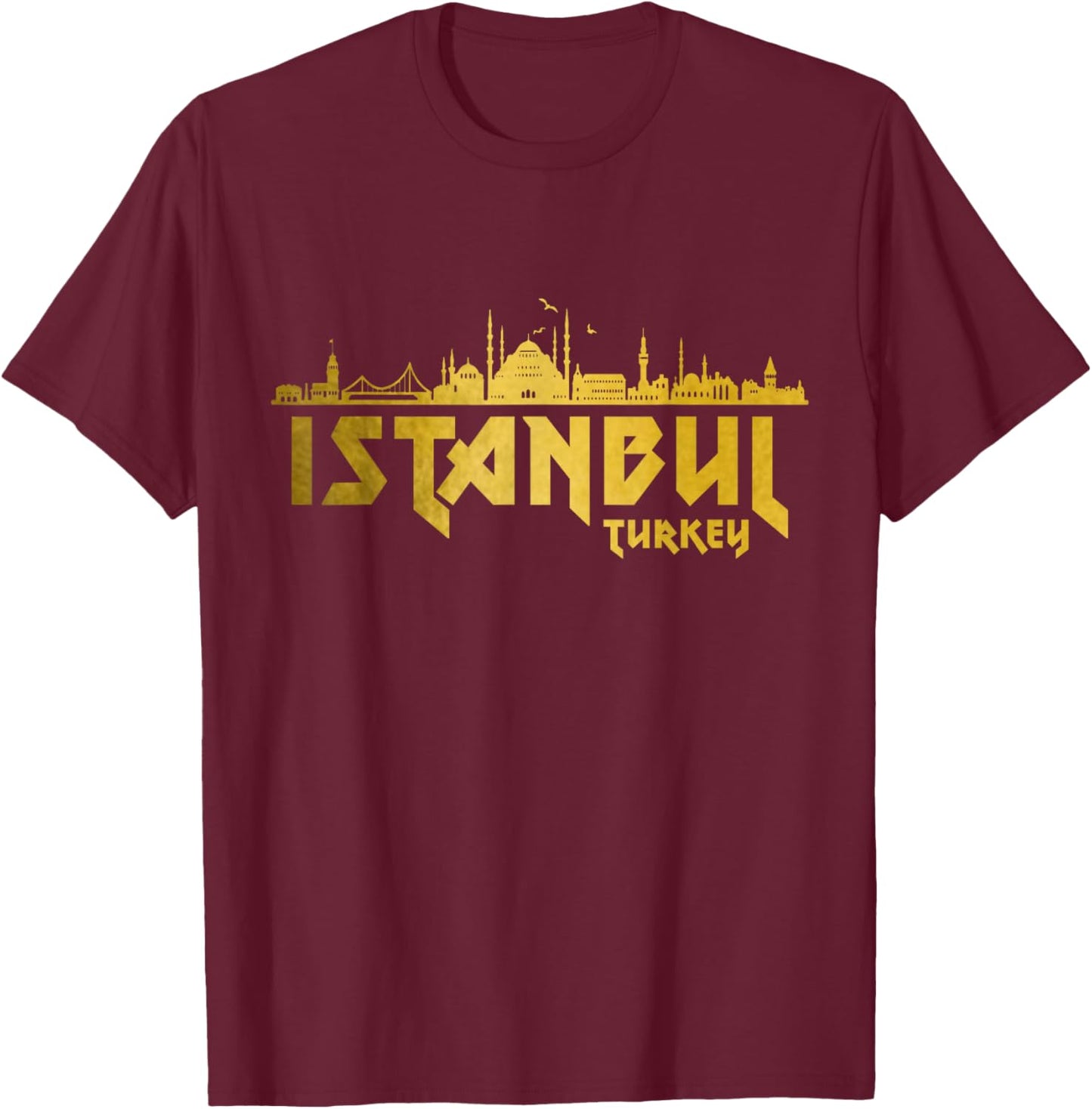 Istanbul Skyline Turkey Turkish Pride Souvenir Turkiye T-Shirt - T-Shirt | Maroon