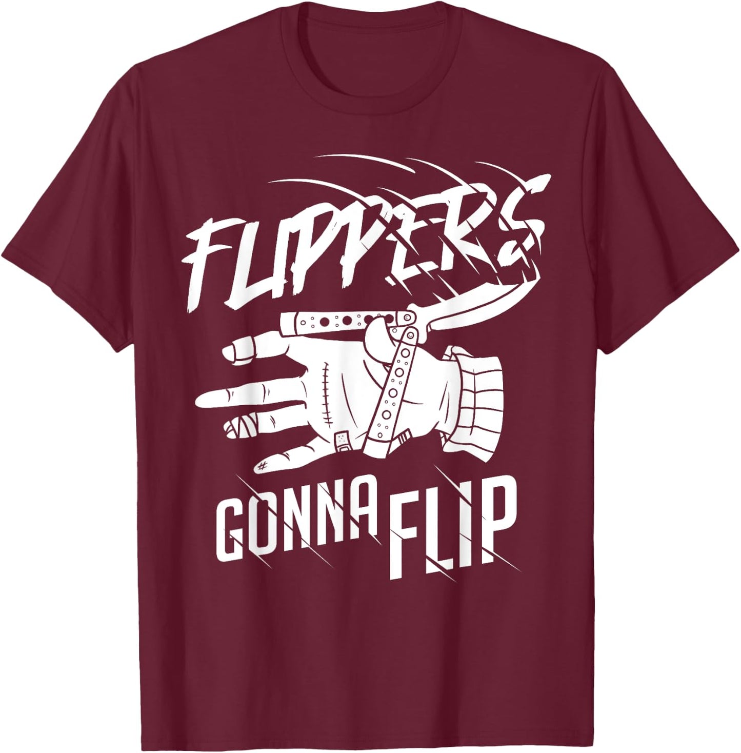Butterfly Knife Lover Balisong Flipping Butterfly Knife - - Black - Short Sleeve - Small - Classic Fit - Cotton 60%, Polyester 40% T-Shirt - T-Shirt | Maroon