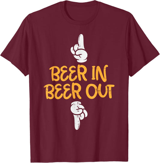 Beer In Out Funny Alcohol Drinking Team Squad Men Women Gift T-Shirt - T-Shirt | Maroon