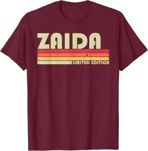 ZAIDA Name Personalized Retro Vintage 80s 90s Birthday T-Shirt - T-Shirt | Maroon