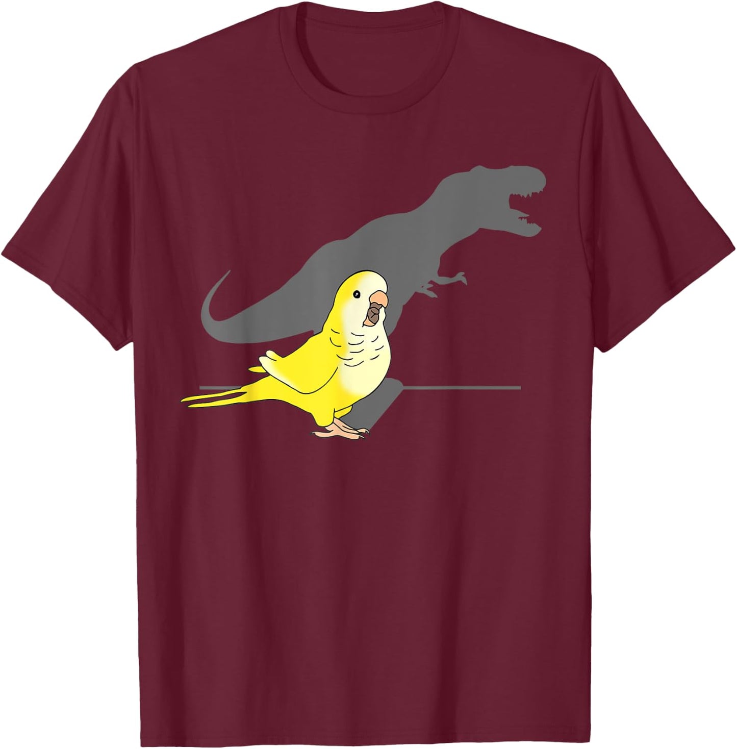 T-rex Yellow Lutino Monk Parakeet, Funny Birb memes Quaker T-Shirt - T-Shirt | Maroon