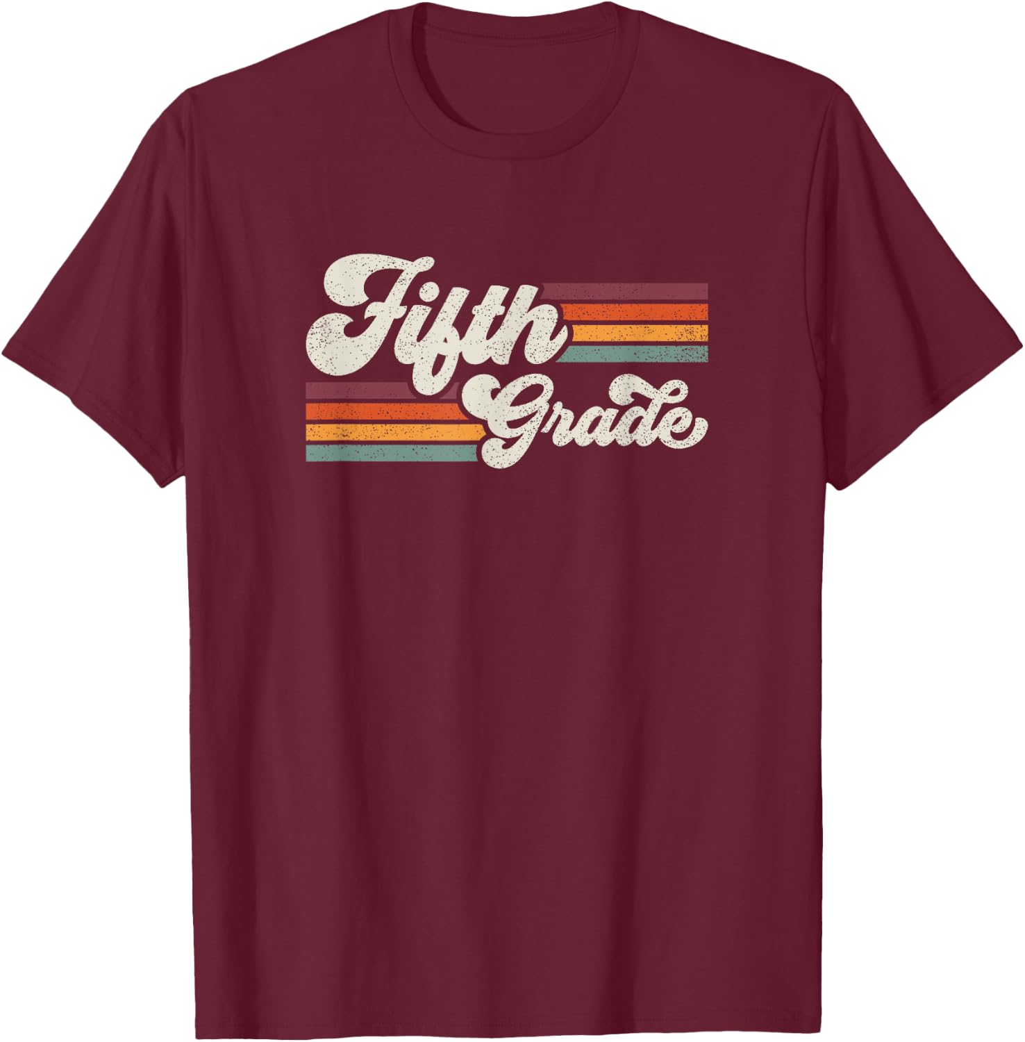 Retro Fifth Grade Teacher Back To School T-Shirt - T-Shirt | Maroon