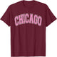 Chicago Arched Pink Text T-Shirt - T-Shirt | Maroon