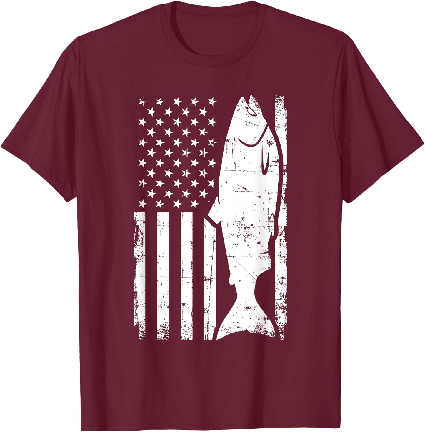 Salmon Fishing USA T-Shirt - T-Shirt | Maroon