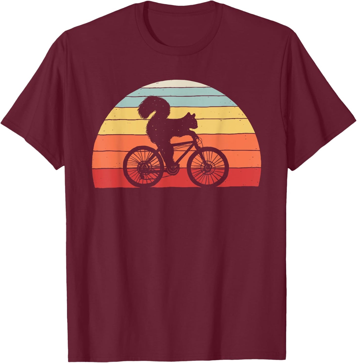 Vintage Retro Squirrel Riding A Bicycle Bike Squirrel T-Shirt - T-Shirt | Maroon
