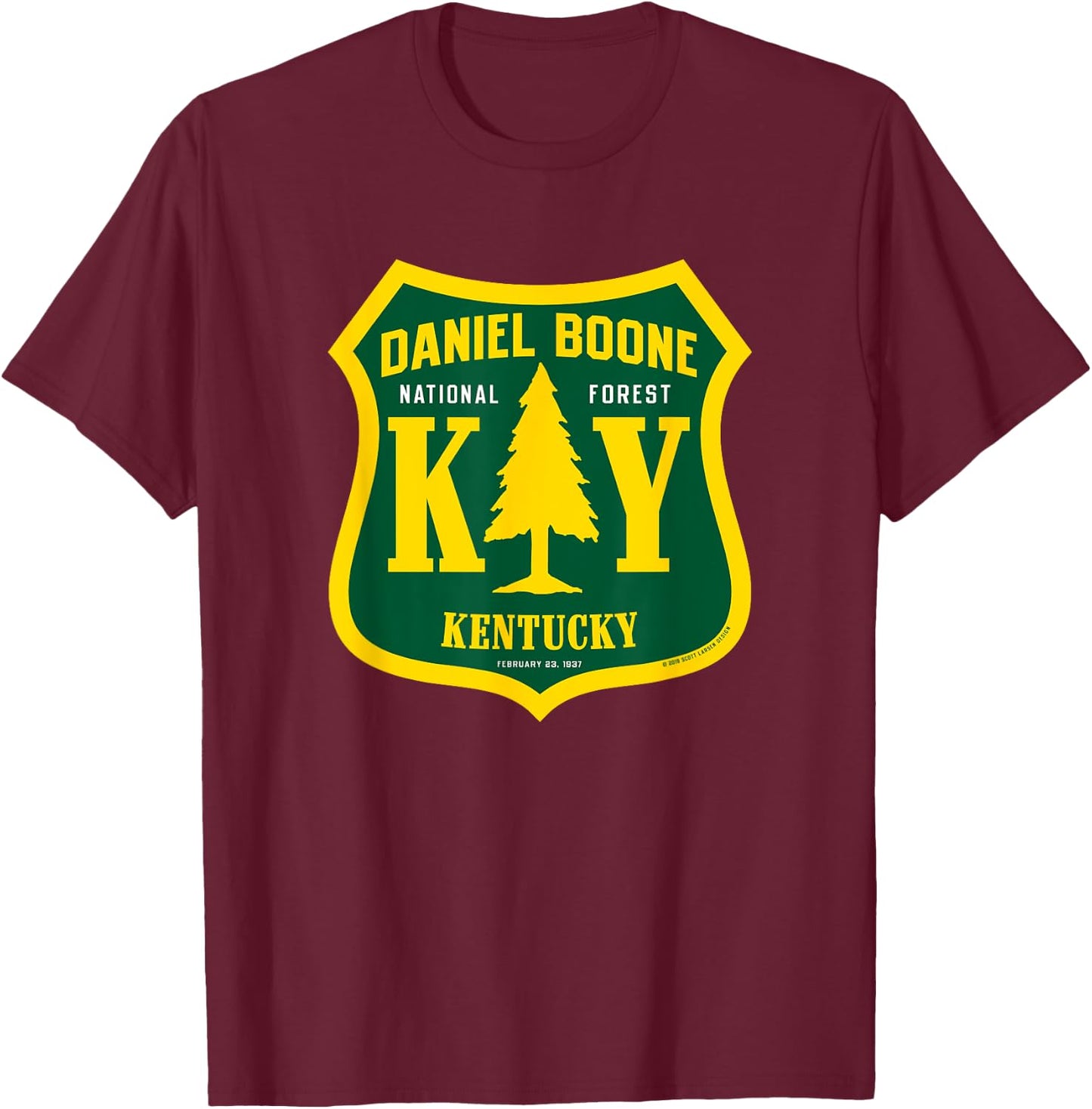 Daniel Boone National Forest Kentucky National Forest Sign T-Shirt - T-Shirt | Maroon