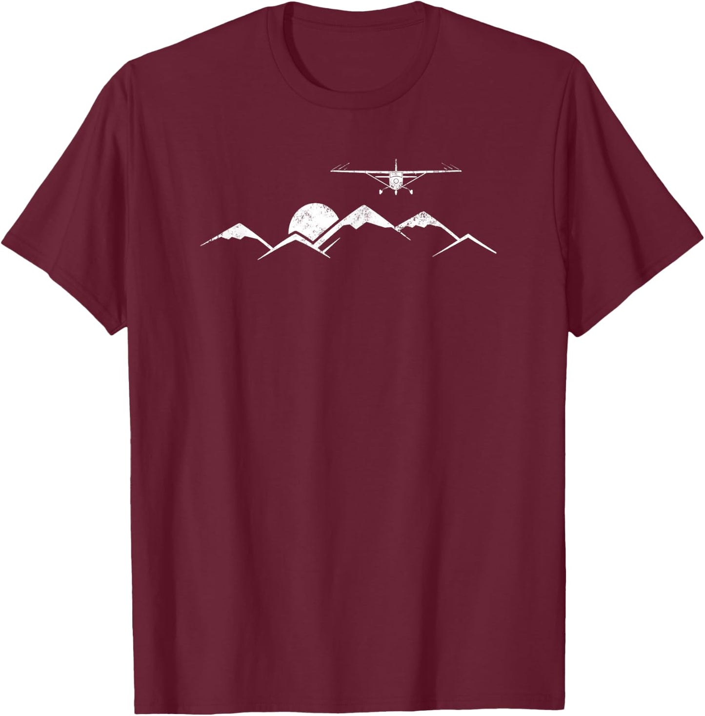 Airplane Over Mountains Gift Pilots Small T-Shirt - T-Shirt | Maroon