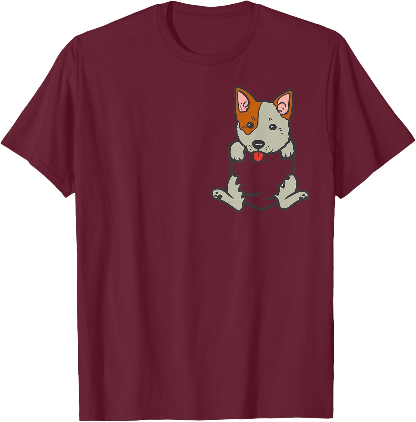 Pocket Heeler Feet Cute Animal Pet Blue Red Cattle Dog Gift Men Women Girls Kids T-Shirt - T-Shirt | Maroon