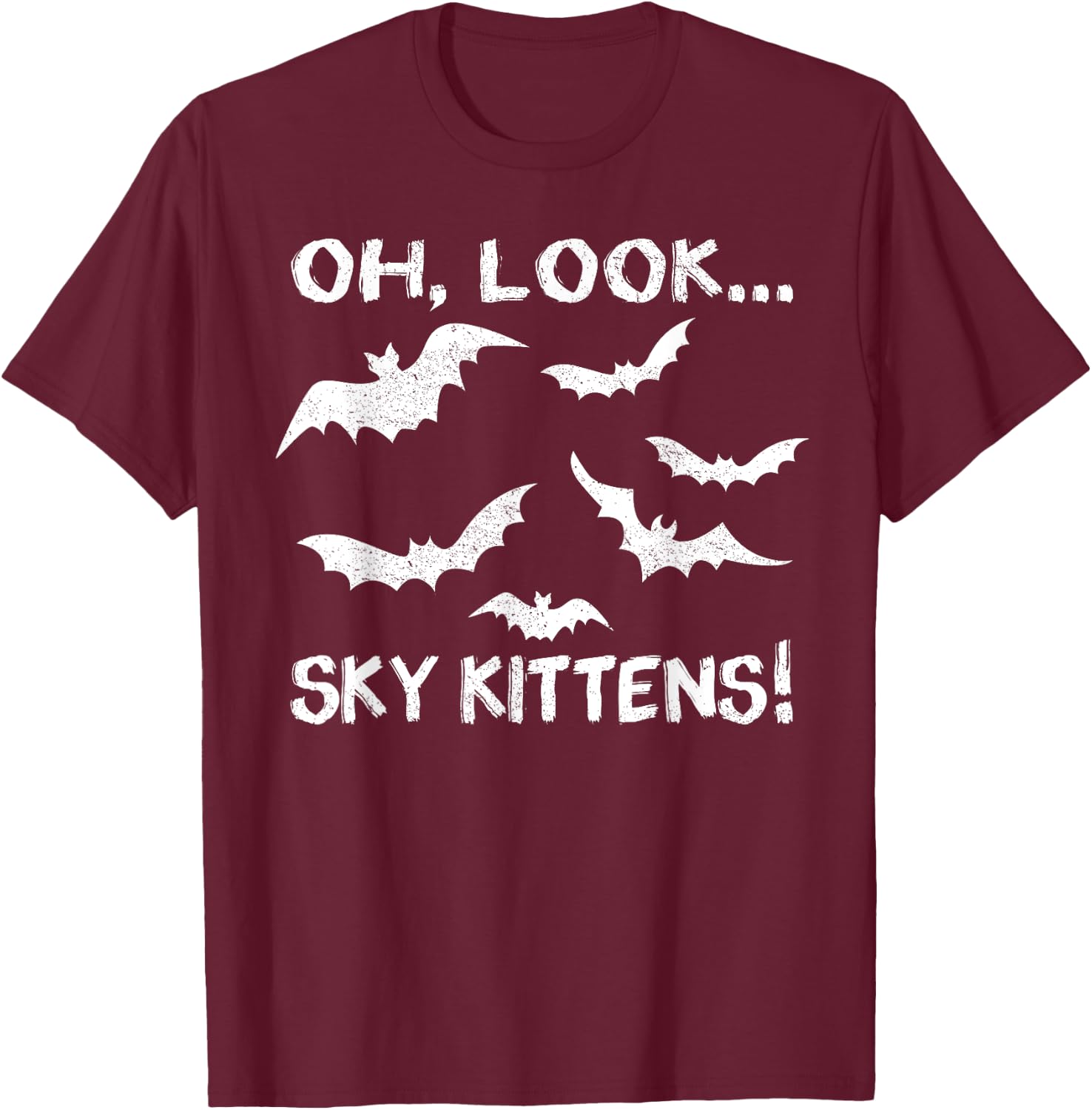 Funny Bat Lover Gift Women Cool Sky Kittens Horror T-Shirt - T-Shirt | Maroon