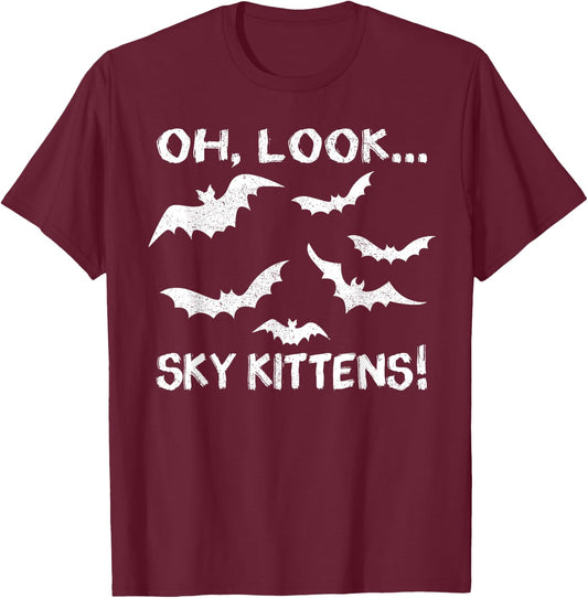 Funny Bat Lover Gift Women Cool Sky Kittens Horror T-Shirt - T-Shirt | Maroon