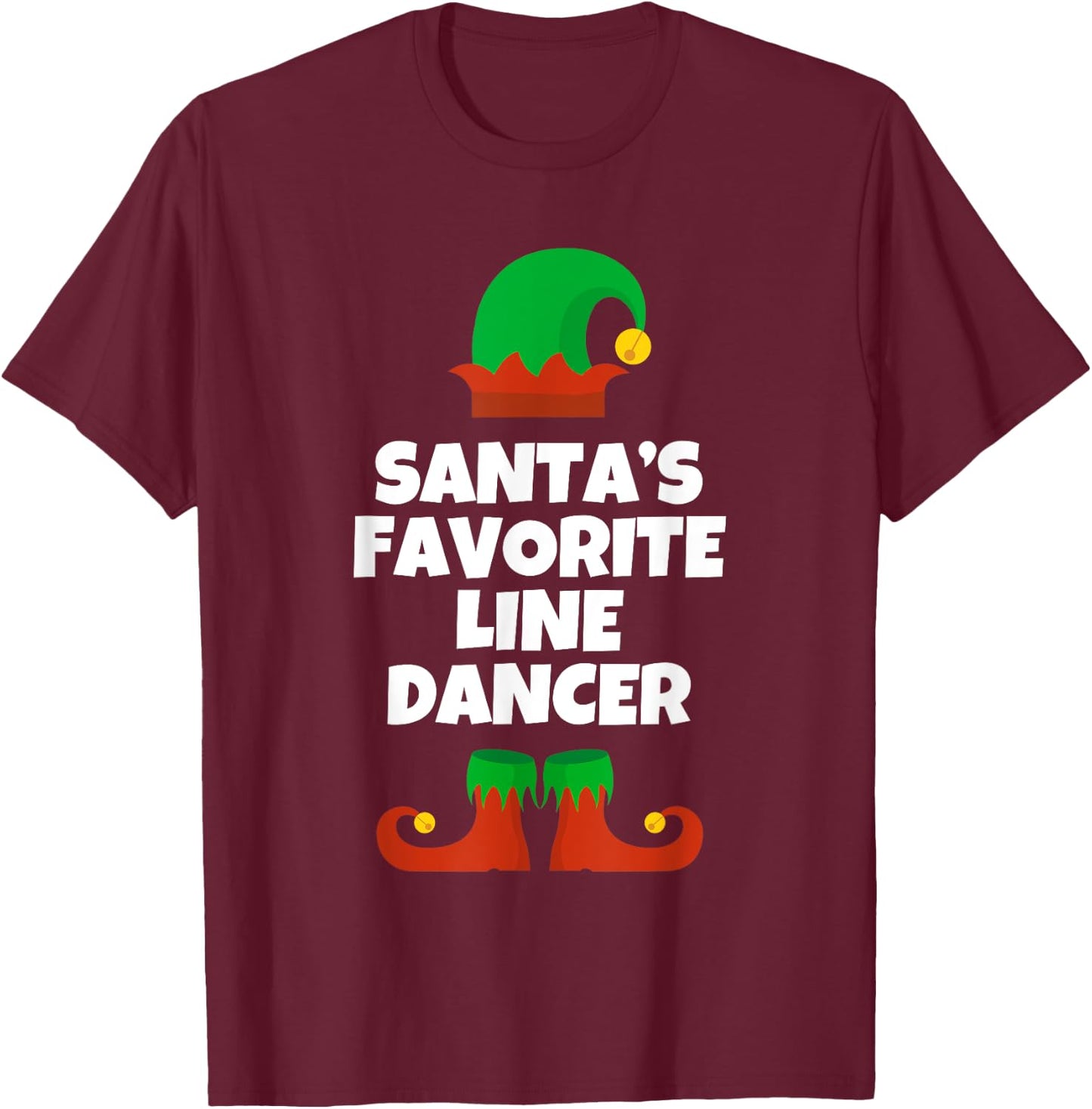 Santas Favorite Line Dancer Christmas Funny Pj Dancing Dance T-Shirt - T-Shirt | Maroon