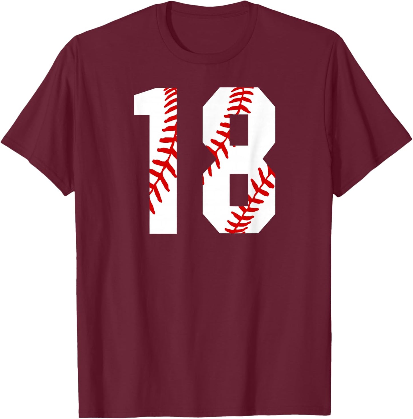 Vintage Baseball Mom #18 Jersey Baseball Player Number 18 T-Shirt - T-Shirt | Maroon