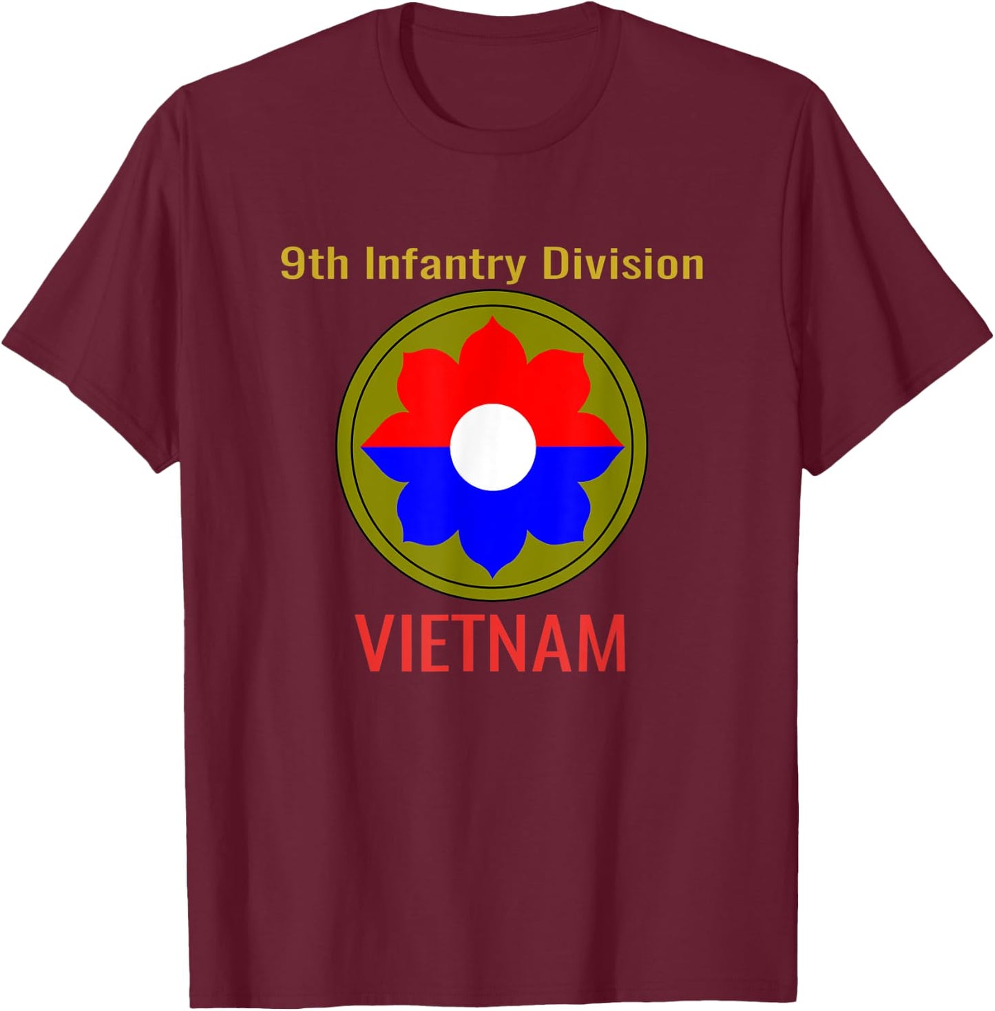 9th Infantry Division - Vietnam Combat Veteran T-Shirt - T-Shirt | Maroon