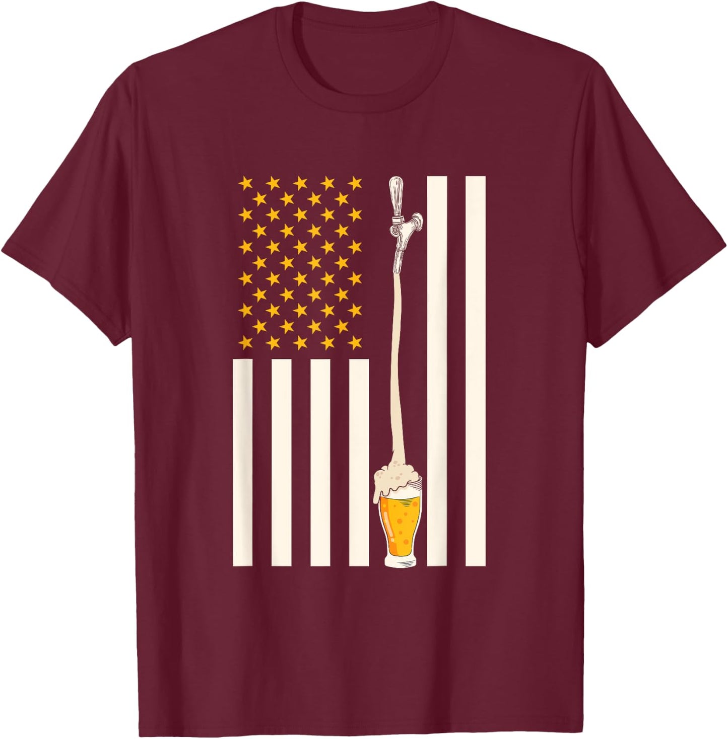 USA Flag Craft Beer Men T-Shirt - T-Shirt | Maroon