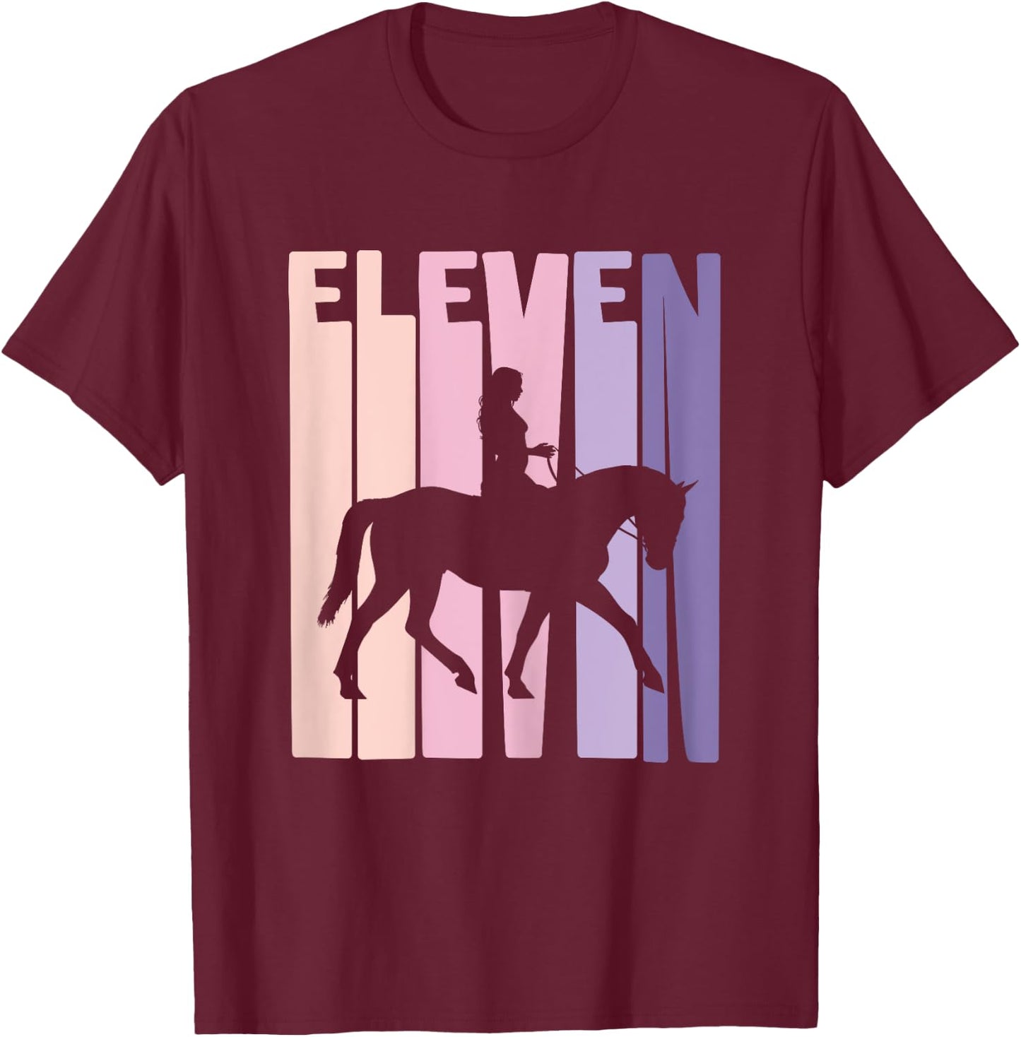 11th Birthday Gift Horse Rider Fan 11 Years Girls T-Shirt - T-Shirt | Maroon