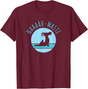 Funny Naaaah-maste Goat Yoga Namaste , Small, Black T-Shirt - T-Shirt | Maroon
