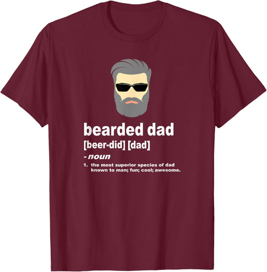 Funny Dad Bearded Dad with Silver or Gray Hair T-Shirt - T-Shirt | Maroon