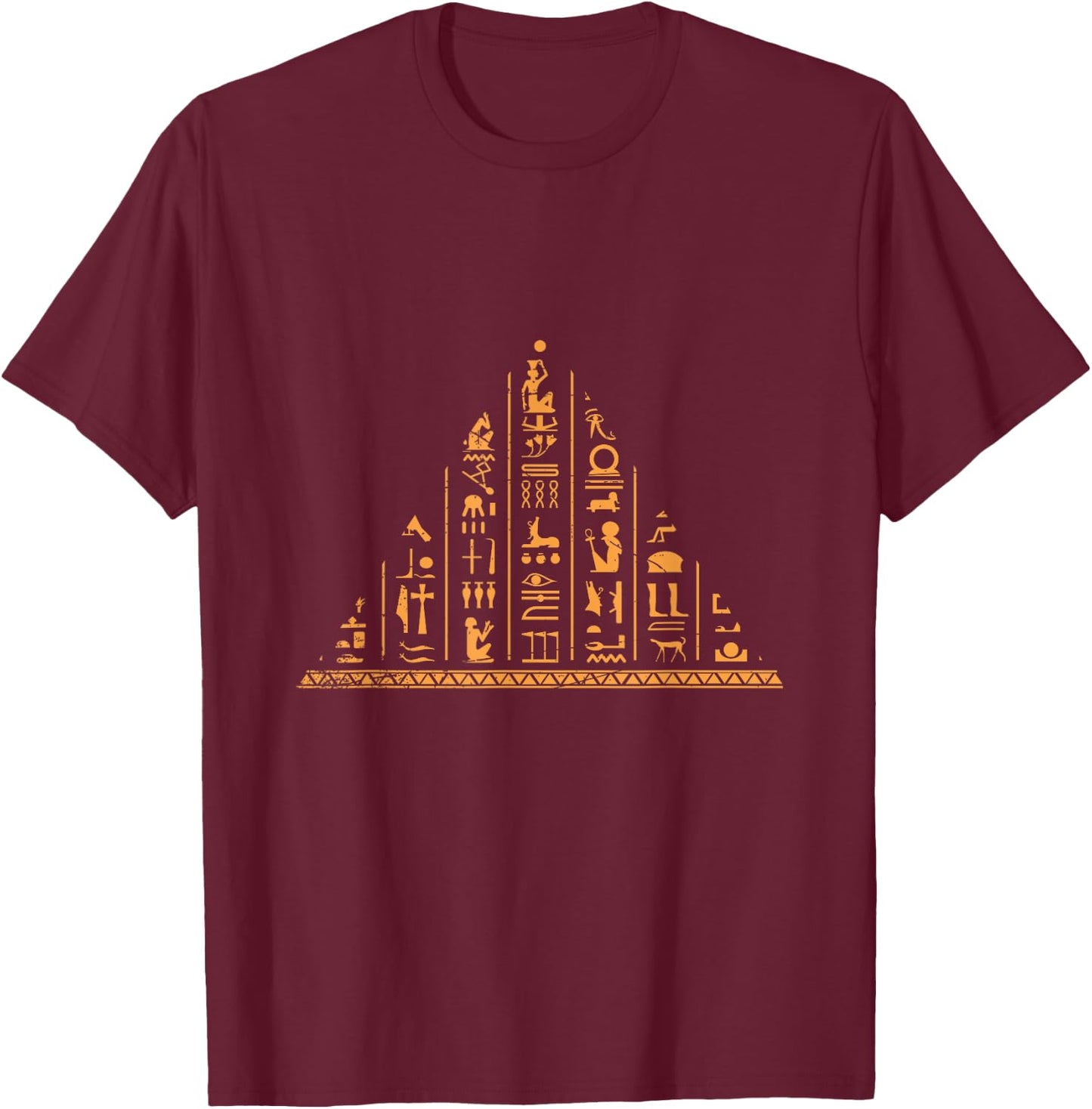 Africa Cairo Egypt Flag Gifts Hieroglyph Egypt Black -Adults Cotton, Polyester Short Sleeve Classic Fit Small T-Shirt - T-Shirt | Maroon