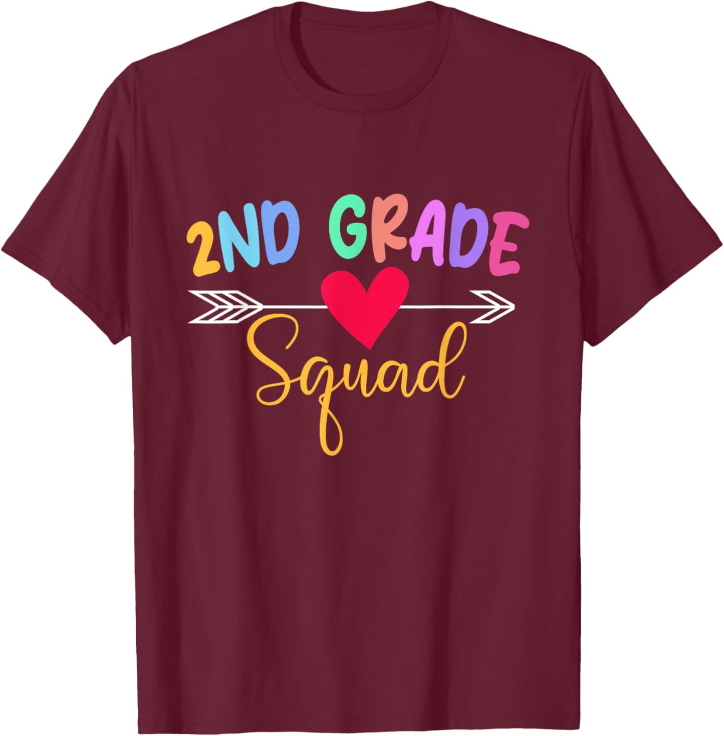 2nd Grade Squad - Teacher Student School T-Shirt - T-Shirt | Maroon