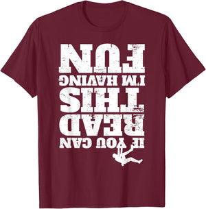 Free Climber Rock Climbing Mountain Bouldering I Read T-Shirt - T-Shirt | Maroon