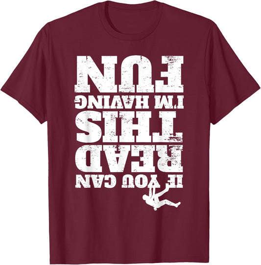 Free Climber Rock Climbing Mountain Bouldering I Read T-Shirt - T-Shirt | Maroon