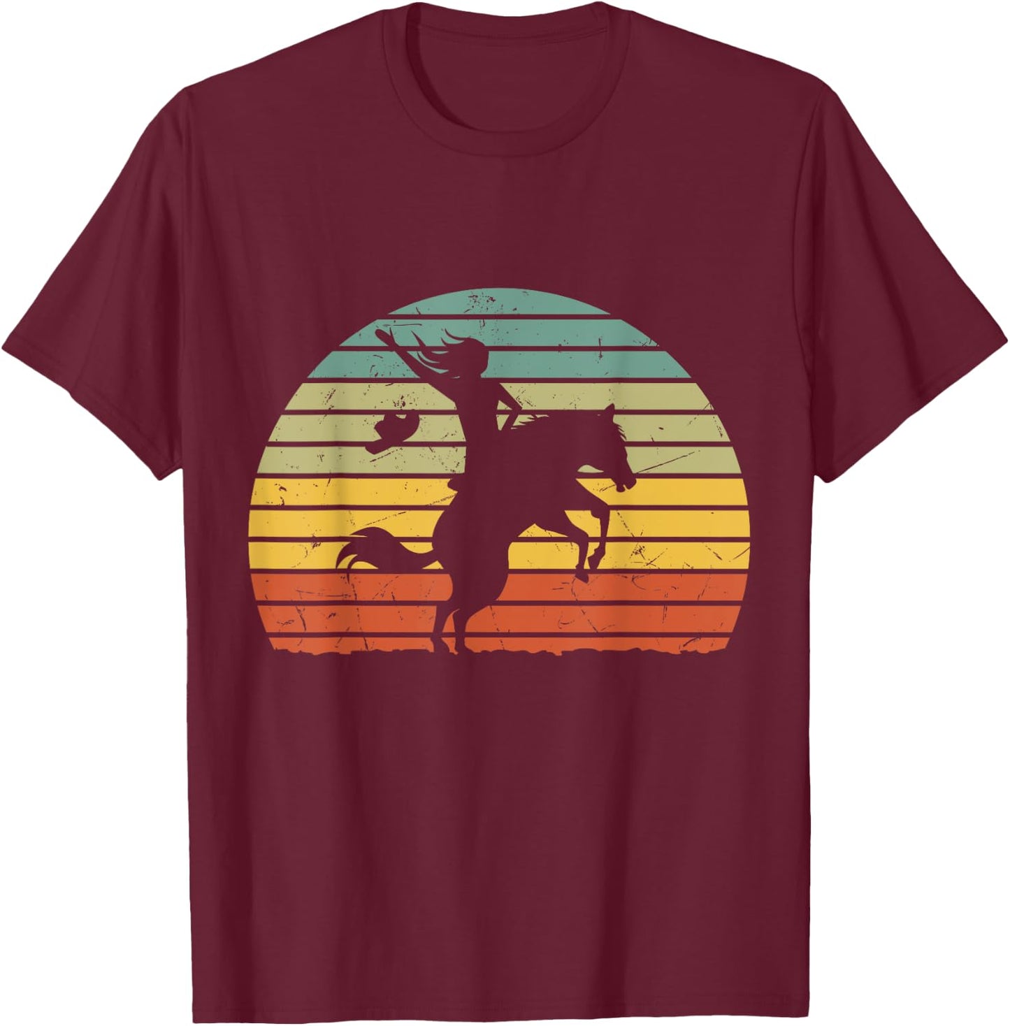 Girl Horse Riding Shirt Vintage Cowgirl Texas Ranch woman T-Shirt - T-Shirt | Maroon