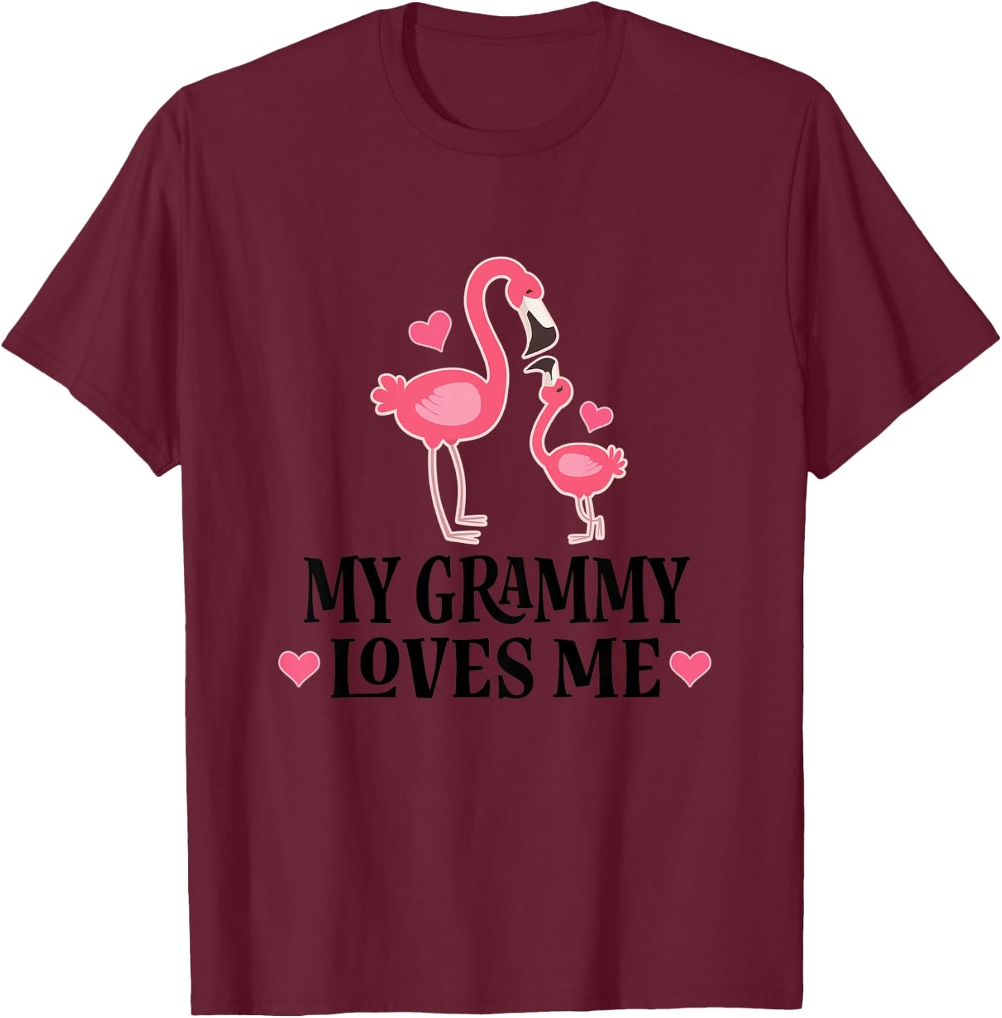Kids Grammy Loves Me Cute Flamingo Gift Grandchild T-Shirt - T-Shirt | Maroon