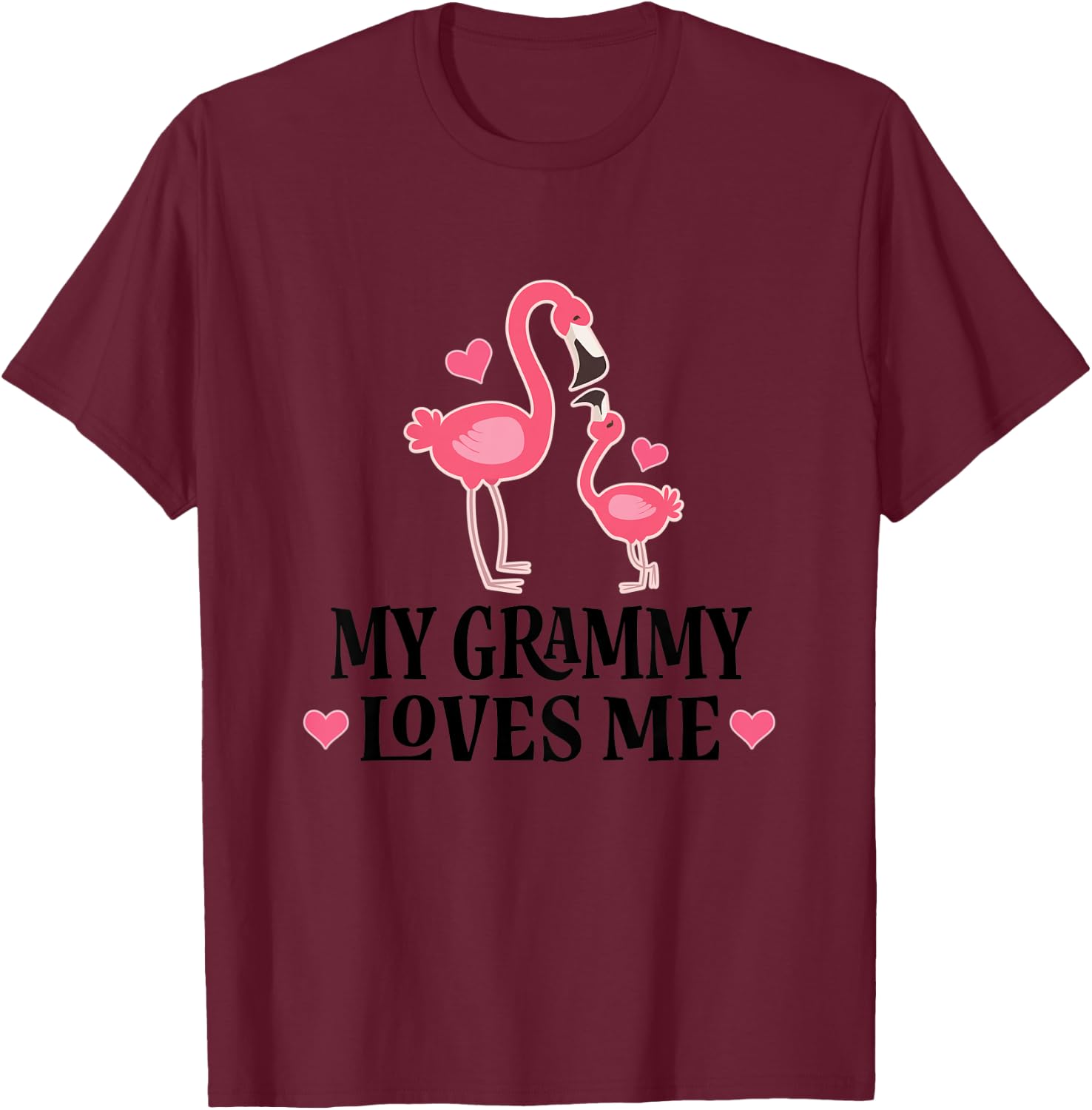 Kids Grammy Loves Me Cute Flamingo Gift Grandchild T-Shirt - T-Shirt | Maroon