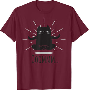 Funny Oomm Yoga Poses Cat Buddha Flower Symbol Men Women T-Shirt - T-Shirt | Maroon