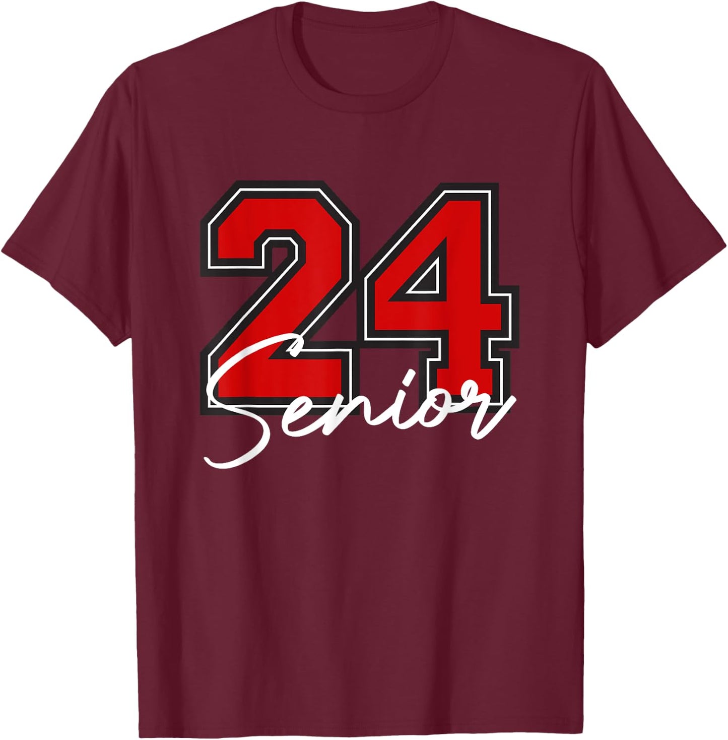 Senior 24 Graduation Class of 2024 College High School Grad T-Shirt - T-Shirt | Maroon