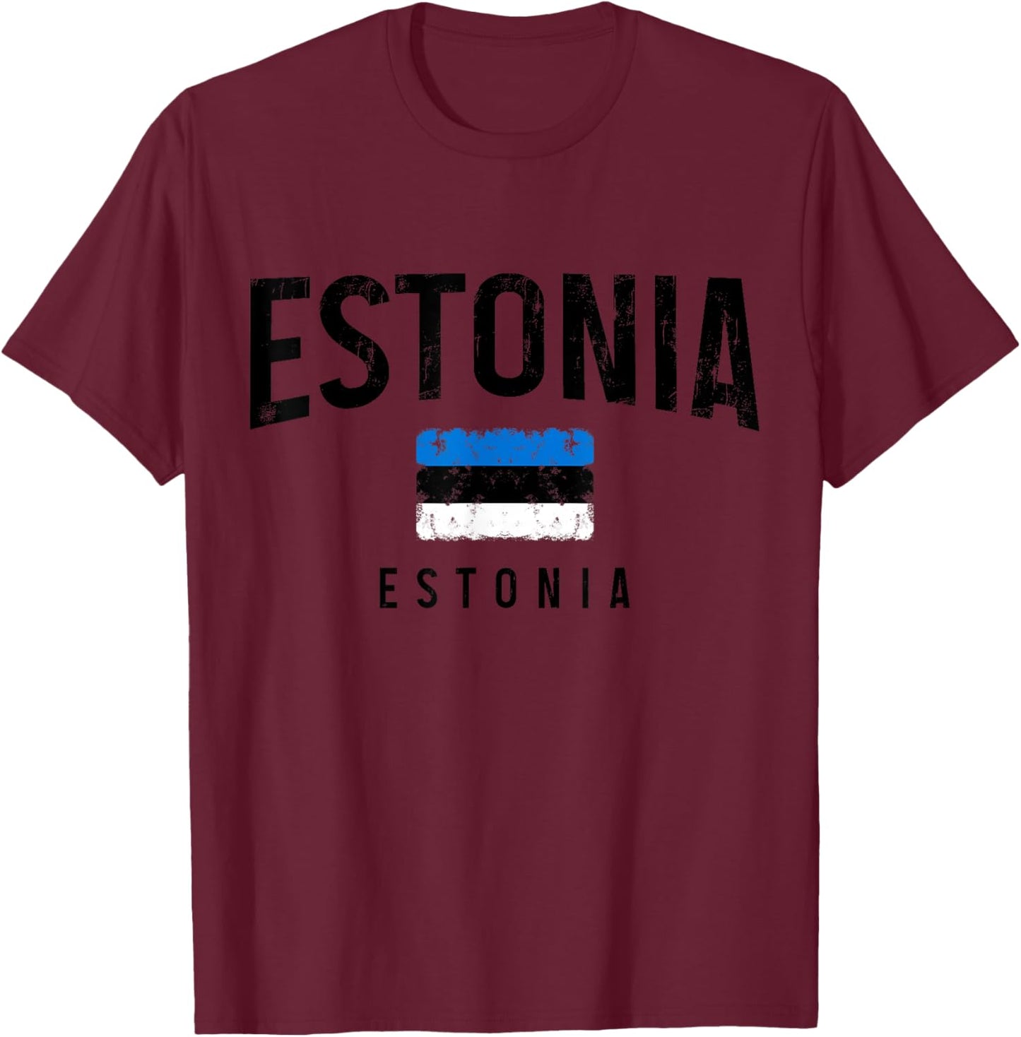 Estonia Estonia Estonian Flag Vintage Pride T-Shirt - T-Shirt | Maroon